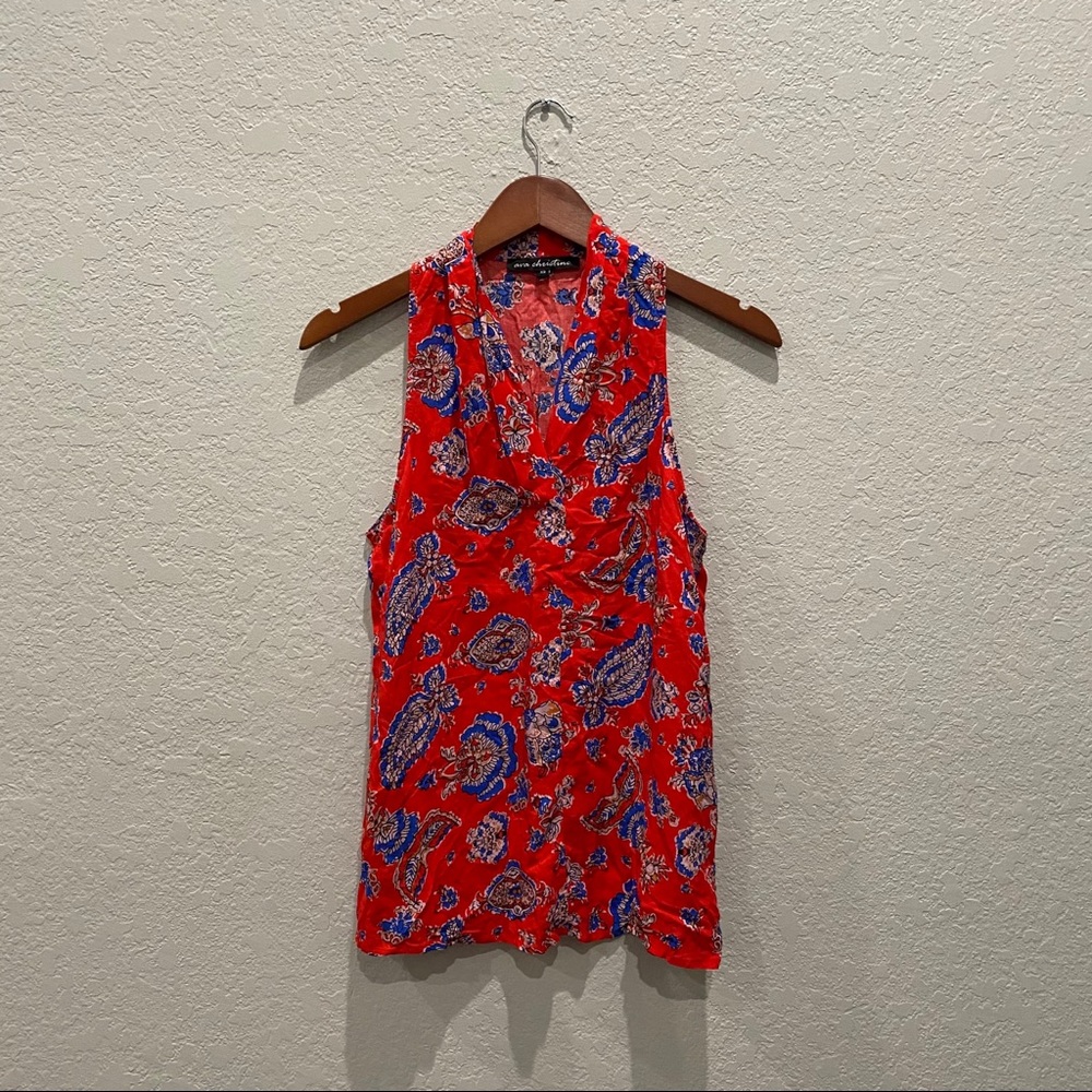 Ava Christine brightly floral patterned blouse